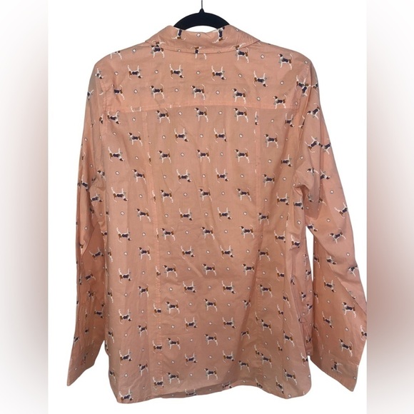 Red Camel Peach Dog Print Button Down Shirt - Picture 3 of 5